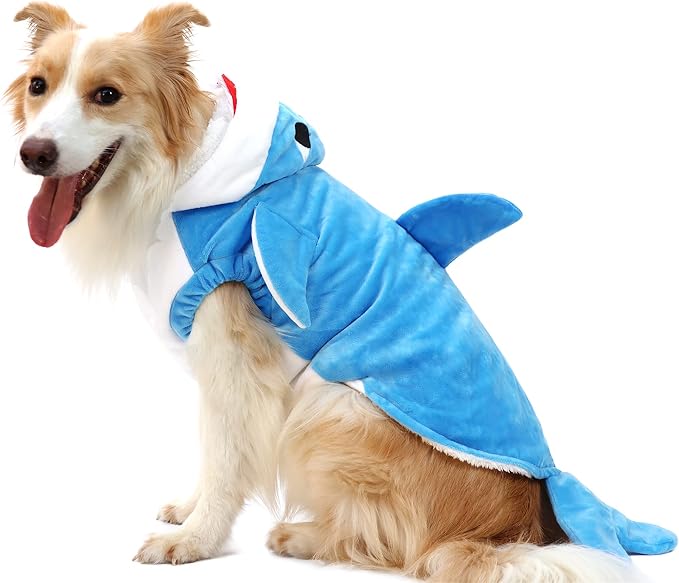 NACOCO Pet Shark Costume Clothes, Cute Christmas Dog Apparel Outfit for Large Dogs, Fall and Winter (Blue, 3XL)