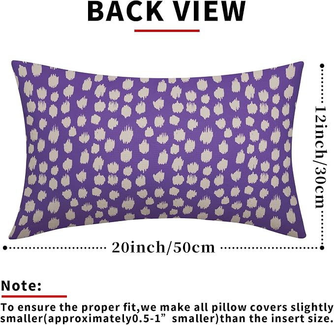 Sweetshow Purple Cream Dots Lumbar Pillow Covers 12x20 Set of 2 Boho Design Polka Dot Print Throw Pillows Modern Outdoor Decorative Pillowcase Rectangle Linen Cushion Cases Decor for Sofa Couch Bed