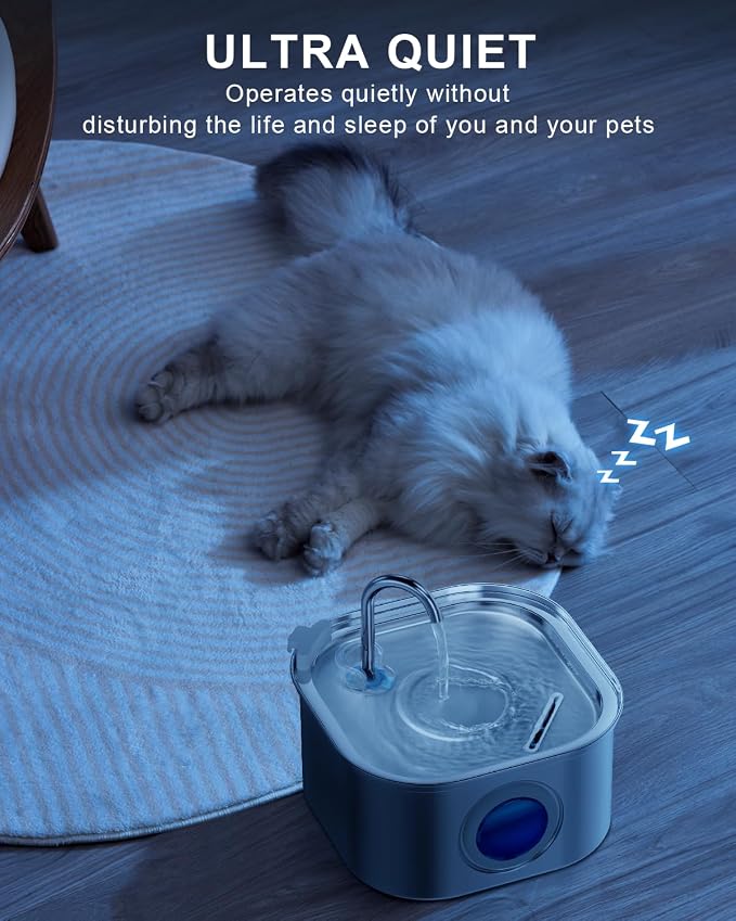Cat Water Fountain Stainless Steel,108oz/3.2L Automatic Pet Water Fountain,Cat Fountain with Water Level Window,Water Fountains for Cats Indoor with 4 Replacement Filters and 4 Sponges