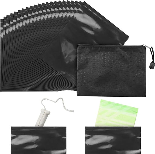 Tampon Disposal Bags Pack of 101,Black Sealable and Prevents Odours Feminine Hygiene Disposal Bag with Storage Bag 4.7x6 inches Opaque Sanitary Trash Bags for Tampons,Hygienic Products