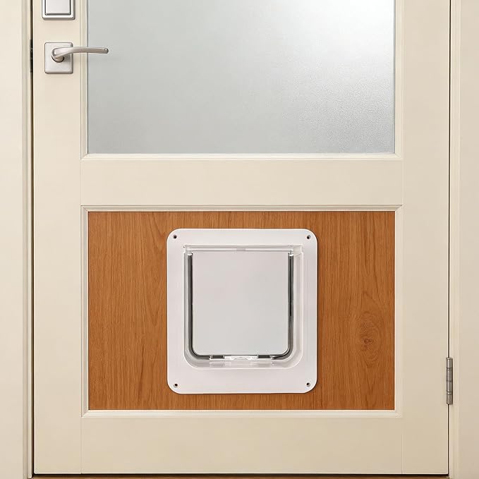 Smart Cat Door, Collar Activated Pet Entry with Remote Control, Built in 120mAh Battery, Automatic Sensor Cat Flap for 2 Way Entry and Exit, 10.24 x 11.61 in.