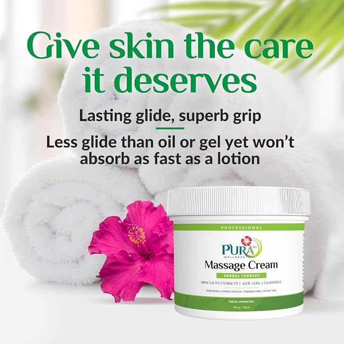 Herbal Therapy 4 Fl oz Massage Cream, Aloe Vera, Professional, Massage Therapy, Deep Tissue, Unscented, Hypoallergenic, Natural Ingredients, Skin Hydrating, Moisturizing, Muscle Relief