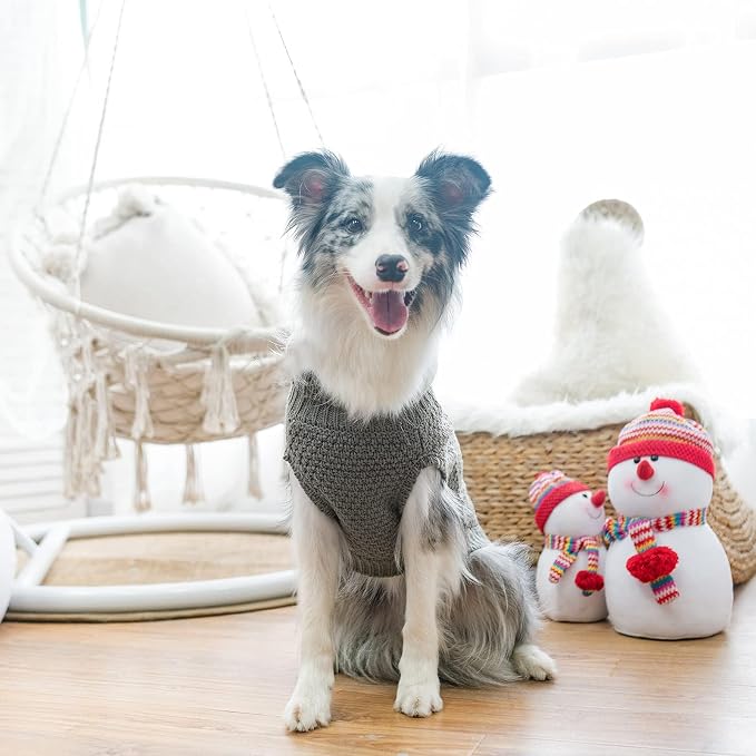 Mihachi Turtleneck Dog Sweater - Winter Coat Apparel Classic Cable Knit Clothes with Leash Hole for Cold Weather, Ideal Gift for Pet in New Year