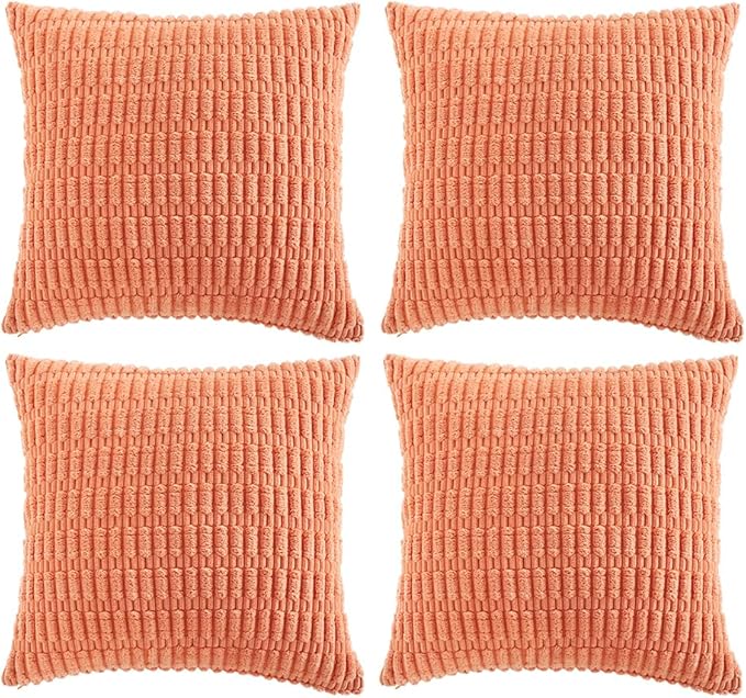 Fancy Homi 4 Packs Decorative Throw Pillow Covers for Living Room Couch Bed, Modern Farmhouse Boho Home Décor Accent Cushion Case, 26" x 26", Coral