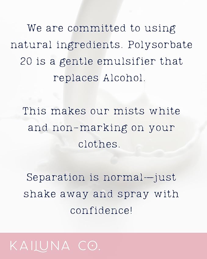 Kailuna Co. Baby Powder Natural Hair & Body Mist Spray, Twin Pack, Pure Essential and Fragrance Oils, Alcohol-Free, Handmade in California (2 x 0.5Fl Oz)