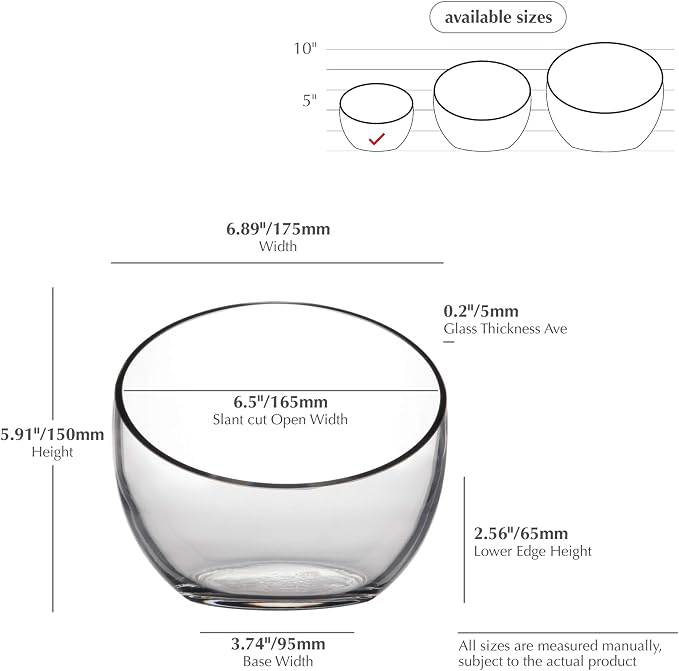 WGVI Clear Slant Cut Bowl Glass Vase, Glass Terrarium, Candy Dish, Glassware, Slant Cut, 7" Width, 6" Height (1 Piece)