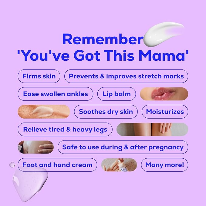 Bloom & Blossom - You've Got This Mama, Maternity Gift Set, 3-Piece Self-Care Kit for Expecting & New Moms with Stretch Mark Oil, Foot Spray Multi-Tasking Balm - Baby Shower, Maternity & New Mom Gift