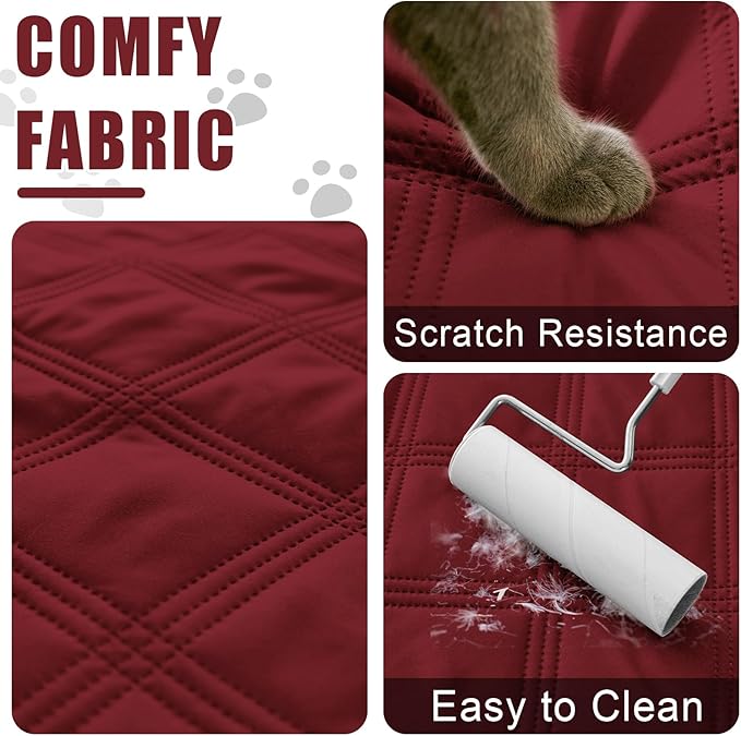 Smiry Waterproof Dog Bed Cover, Reversible Pet Blanket for Sofa Couch | Soft Washable Dog Blanket, Leakproof Couch Cover for Dogs Cats & Furniture Protection, 40x70, Wine Red/Beige