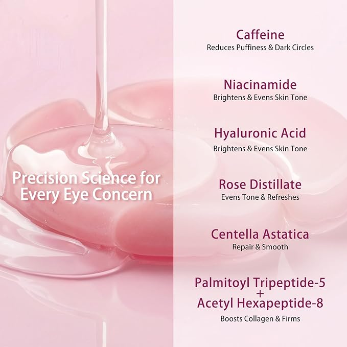 Under Eye Patches Brightening Cooling Hydrating Eye Masks for Dark Circles, Puffiness & Wrinkles, Infused with Caffeine and Hyaluronic Acid, Soothing Anti-Aging Treatment for Women & Men