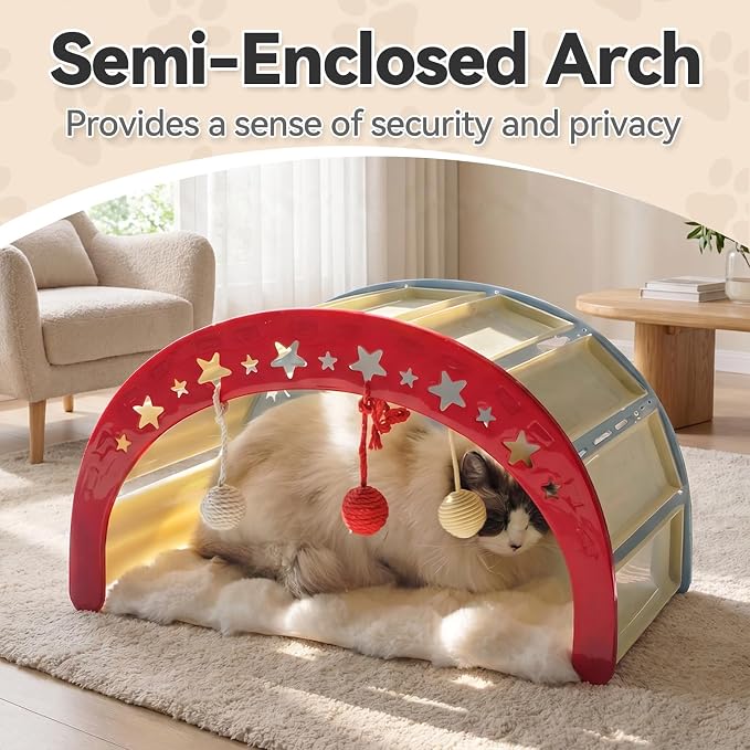 Cat Rocking Bed with Washable Removable Cushion and Sisal Scratching Pads Cat Scratcher Multifunctional Cat Furniture, Blue