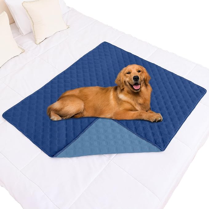 Smiry Waterproof Reversible Pet Couch Covers for Dogs | Pet Friendly, Soft Fabric, Washable Sofa Furniture Protector for Dogs Cat Kids, Checkered (40"x50", Navy/Blue)
