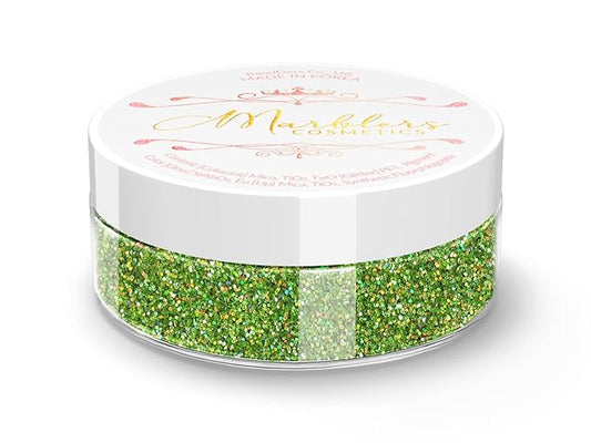 MARBLERS Holographic Face & Body Glitter [Holo Apple Green] 0.18oz (5g) | Fine | Non-Toxic | Cruelty-Free | Festival, Rave & Party Makeup | Eye, Hair, Nail Polish, Eyeshadow | Nail Art | Gel Nail