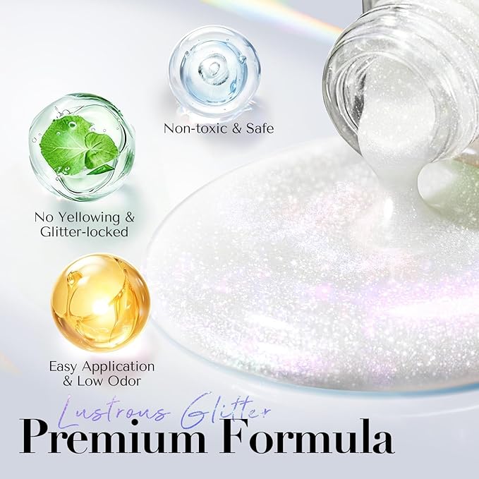 AZUREBEAUTY Glitter Pearl Nail Polish, Quick Dry Salon-Quality Lacquer, Long Lasting Air Dry Formula, Smooth Glossy Finish for Nail Art