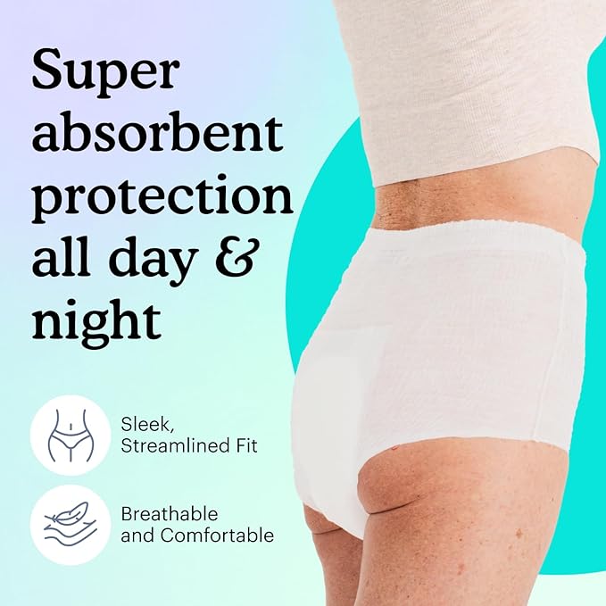 Because Overnight Absorbency Pull Ups - Adult Disposable Incontinence Underwear, Extra Absorbent Nighttime Briefs for Men and Women, White, Small/Medium, 80 Count (4 Packs of 20)
