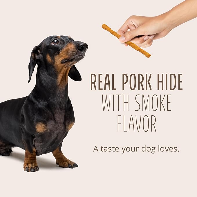 Better Belly Pork Hide Twists Highly Digestible Dog Treats, 25 Ct (24 Pack) | With Natural Smoke Flavor, Long-Lasting Digestible Chew, No Grain Added, No Artificial Colors Or Flavors, For Adult Dogs