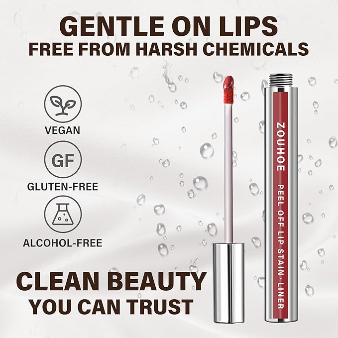 Peel Off Lip Stain Set – 3 Colors Long Lasting Lip Tint, Smudge-Proof, Transfer-Proof, Kiss-Proof, Vegan Lip Makeup Gift for Her