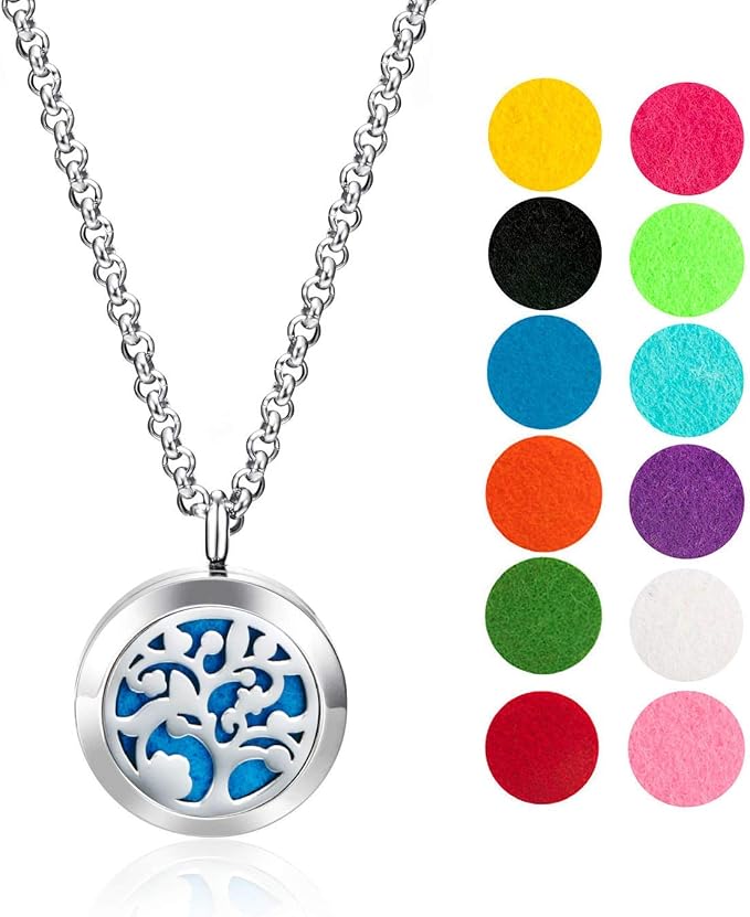 Wild Essentials Arbol Tree of Life 2 Essential Oil Diffuser Necklace Gift Set - Includes Aromatherapy Pendant, 24" Stainless Steel Chain, Refill Pads and 10ml of Inner Calm 100% Essential Oil