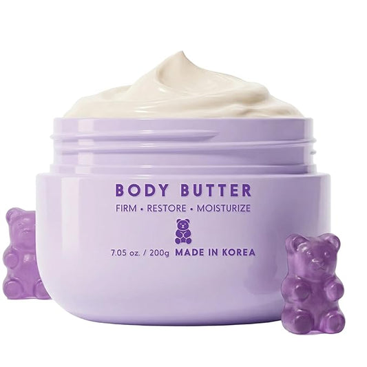 Peptides Body Butter With Gummy Bear – Dermatologist Tested, Anti-Aging Korean Skin Care – Deep Skin Hydration For A Smooth Dewy Glow – Vegan, Clean Beauty – 7.05 Oz