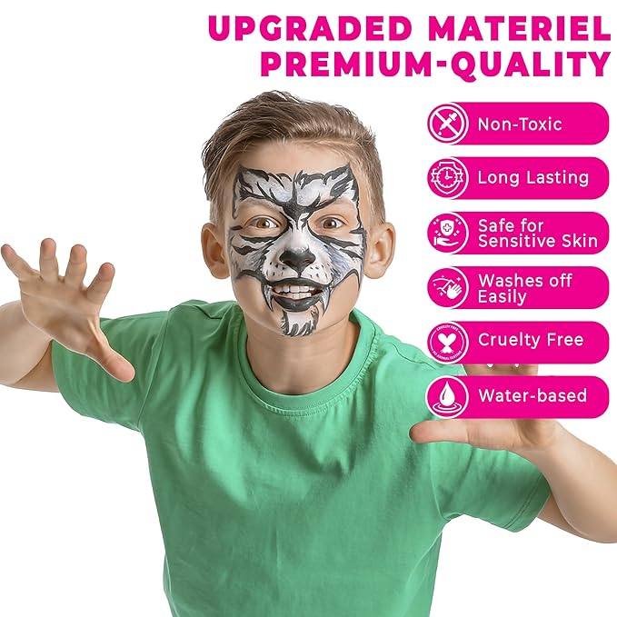 Face and Body Paint (water-based) Black (30gm) Non-Toxic High-Quality Paint for Children and Adults Halloween Makeup, Costumes, Festivals