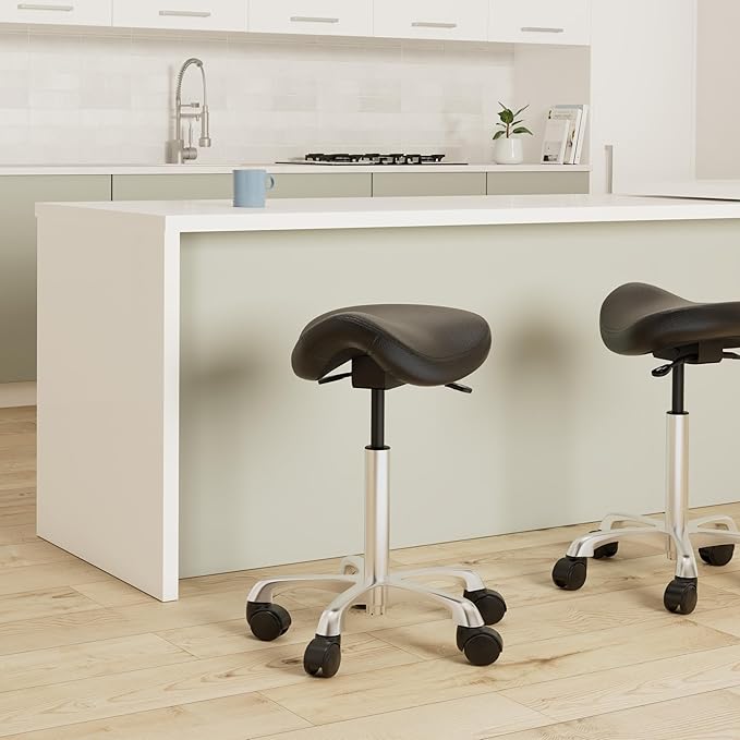 Ergonomic Adjustable Rolling Saddle Stool Chair with Wheels,Hydraulic Heavy-Duty Saddle Stool Rolling Chair for Clinic Dentist Spa Massage Salons Studio