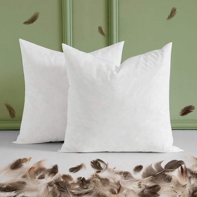 MIULEE Pack of 2 Couch Throw Pillow Covers 18x18 Inch Soft Sage Green Christmas Chenille, 18x18 Pillow Inserts Pack of 2 Down Alternative Decorative Feather Throw Pillow Inserts for Sofa Bed