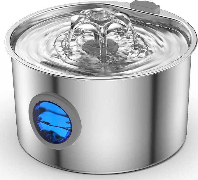 Cat Water Fountain Advanced 304 Stainless Steel 3.2L/108oz with Detachable Tank, Easy to Clean, Automatic Pet Fountain Quiet Cats Water Dispenser, Dogs (108oz Cat Fountain)