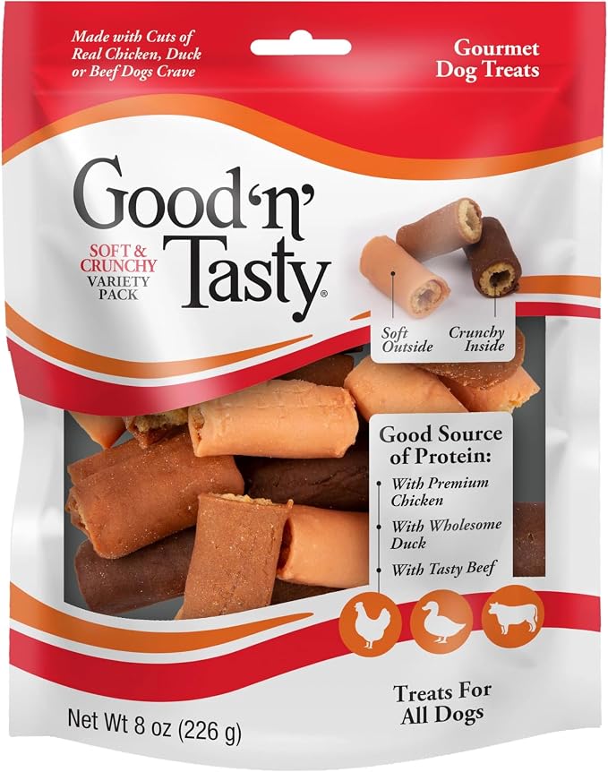 Good ‘N’ Tasty Soft and Crunchy Variety Pack, 8 Ounces, Treats for Dogs (Pack of 4)