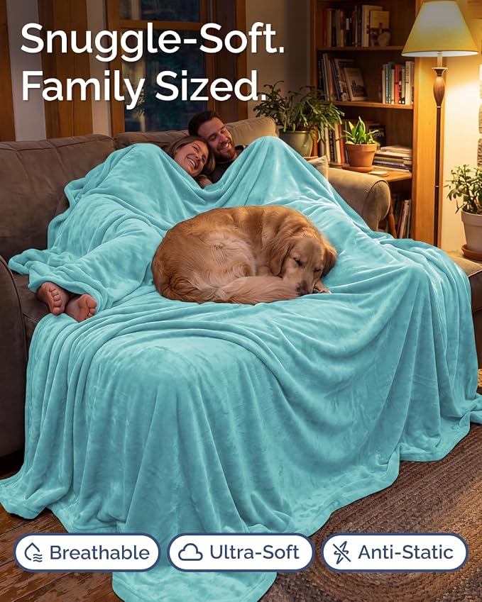 Ultra Soft Fleece Blanket Oversized King Size - Flannel Fleece Luxury Blanket - Lightweight for Couch Bed Chair - Thick, Warm and Breathable - All Season Cozy, Turqoise