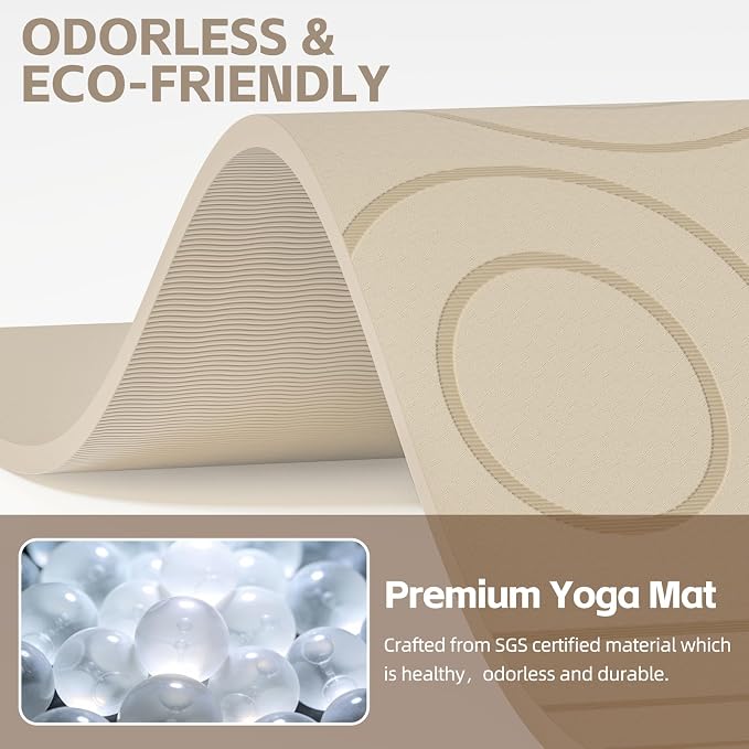 PAIDU Large Yoga Mat, 72" x 36" x 2/5"（10MM） Thick Non-Slip Exercise Mat, SGS-Certified POE Material, Ideal for Home Gym, Yoga, Pilates, Fitness Workouts & Floor Mat