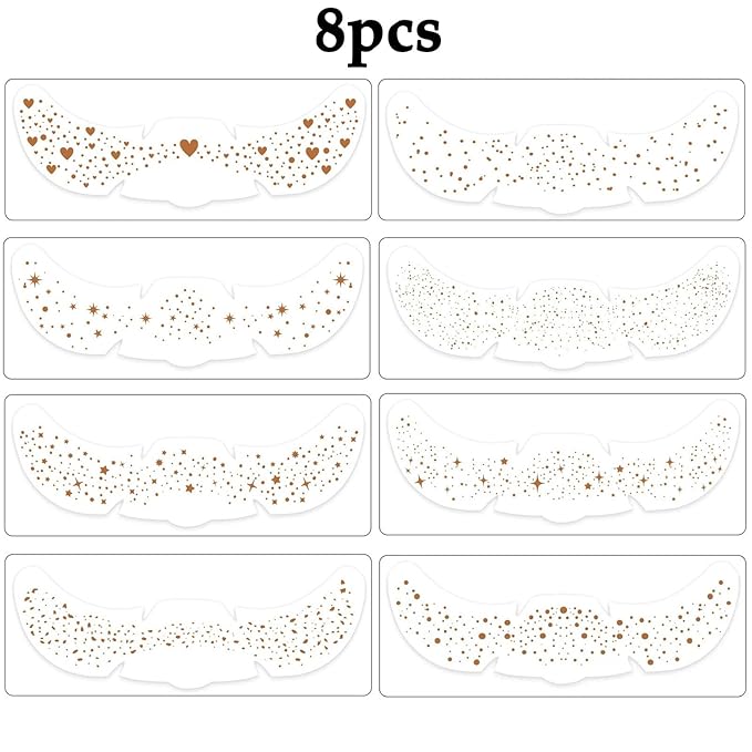 Brown Freckle Tattoos Stickers – Natural Looking Faux Freckles for Face | Waterproof, Long-Lasting, Easy to Apply & Remove | Star, Love & Freckle Design | Temporary Freckle Makeup for Women 8PCS