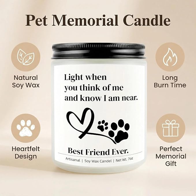 Pet Memorial Gifts for Dogs, Dog Memorial Gifts for Loss of Dog, Sympathy Candle for Dogs Doggie Passing Away, Bereavement Remembrance Grief Condolence Present for Pet Lovers Friends Families