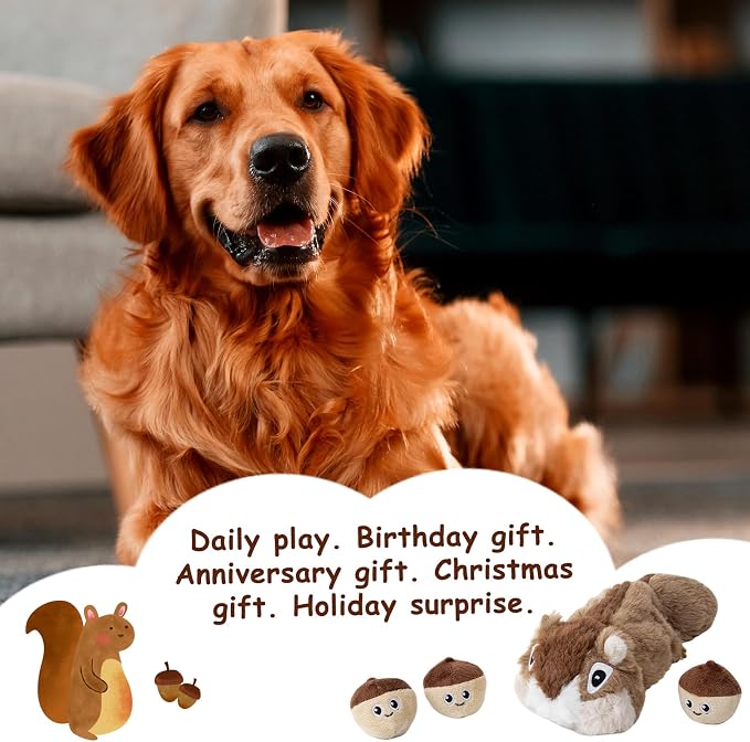 Hollypet Squeaky Hide and Seek Dog Toys for Small and Medium, Pine Cone