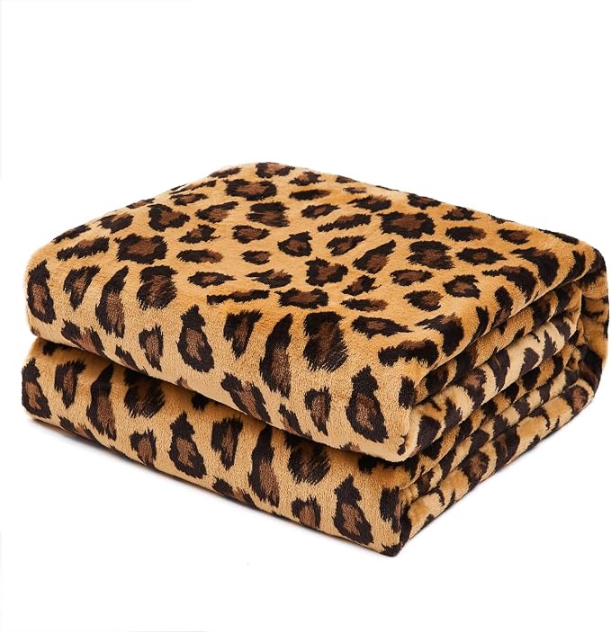 Leopard Print Throw Blanket Valentines Day Gifts for Men Thick Soft Fuzzy Cheetah Print Blanket Room Decor for Bed Couch Sofa - 50"x60", Dark Brown