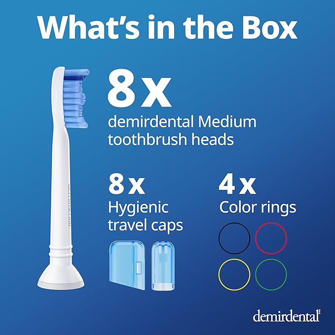 Replacement Heads - Compatible with Philips Sonicare Replacement Heads - Medium Replacement Toothbrush Head - Replaces HX6015/03 SimplyClean Toothbrush Heads - White - 8 Pcs