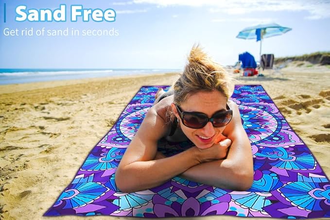 TwoYek 4 Pack Microfiber Thin Beach Towel Lightweight 71x32 Extra Large Sand Free Soft Towels Quick Dry for Travel Pool Yoga Gym Sports Beach Accessories Vacation Essential Gift