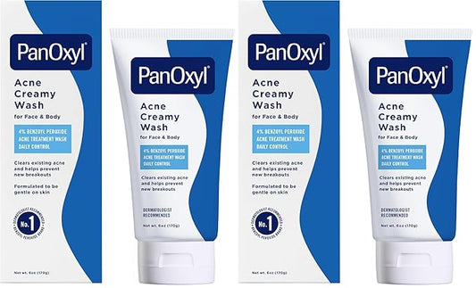 PanOxyl Antimicrobial Hydrating Acne Creamy Wash, 4% Benzoyl Peroxide, 6 Ounce (Pack of 2)