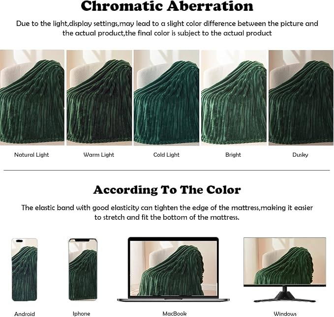 NEWCOSPLAY Fleece Ribbed Cozy Queen Blanket for Couch, Dark Green, 90"x90" | Premium Silky Flannel Blanket, Soft Lightweight Fluffy Throw Blanket for Bed Sofa Decor, Gift for All Season Use