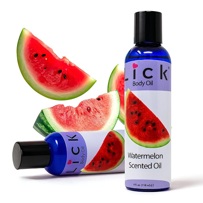 LICK Watermelon Fruit Scented Body Oil – Lightweight Daily Moisturizer with Almond Oil & Vitamin E – 4 oz