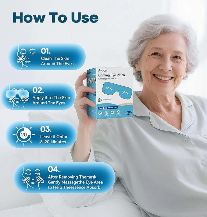 20 Packs Hydrogel Eye Mask Disposable Cold Therapy Sleep Mask Soothing Headache Relief Dry Eye, Stress Relief Relief Eye Fatigue, Cooling Eye Masks for Puffy Eyes Travel Essentials