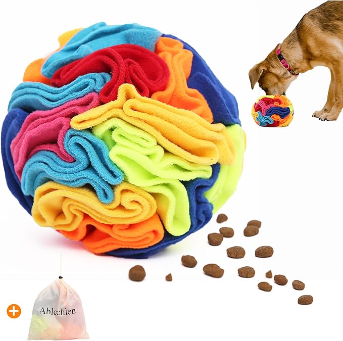 Ablechien Snuffle Ball - Snuffle Ball for Dogs, Interactive Dog Toys to Keep Them Busy, Puppy Dog Puzzle Toy with Storage Bag Machine Washable