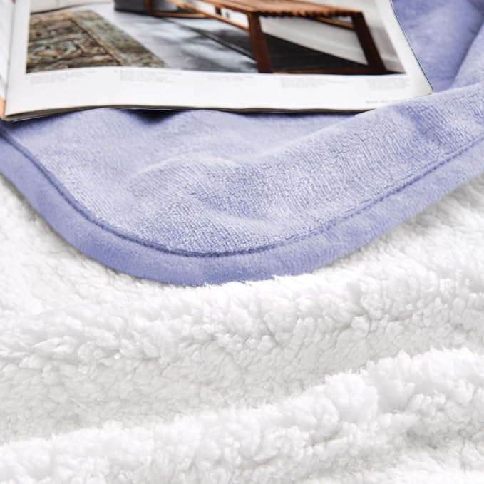 Soft Waterproof Blanket for Bed Couch Sofa, Lilac, 50x60 inches | Liquid Pee Proof Pet Blanket for Dog Puppy Cat, Reversible Sherpa Fleece Blanket for Couch Cover, Furniture Protector