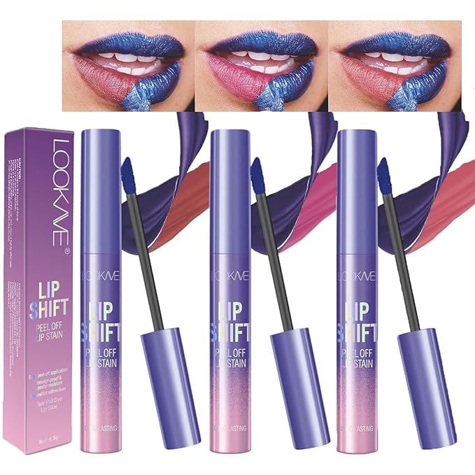 3PCS Peel Off Lip Stain Tattoo Set, Matte Peel Off Removable Lip Liner Set, Highly Pigmented Waterproof Long Lasting Liquid Lipstick Lip Stain Liner