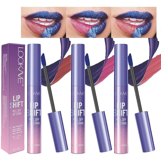 3PCS Peel Off Lip Stain Tattoo Set, Matte Peel Off Removable Lip Liner Set, Highly Pigmented Waterproof Long Lasting Liquid Lipstick Lip Stain Liner
