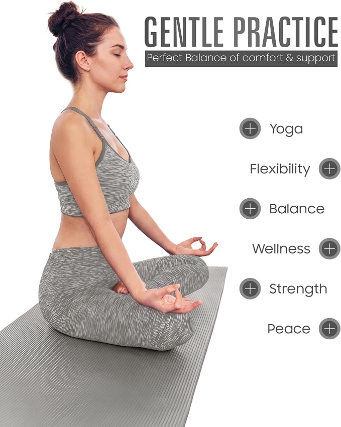 ROMIX Yoga Mat Thick 2/5 Inch (10mm), 72"L x 24"W Non-Slip Workout Mat, Large Yoga Mats for Women Men With Carry Bag and Strap, Exercise Mats for Home Workout Meditation Training Equipment