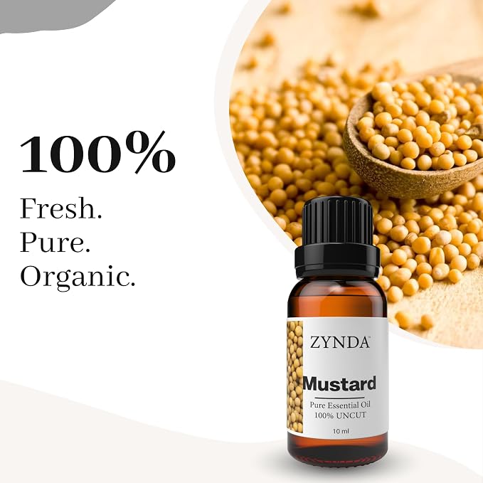 Mustard Oil - 100% Pure & Natural | Mustard Oil for Hair, Skin & Massage | Lab Tested Organic Essential Oils for Hair Growth & Eyebrows - 10ml