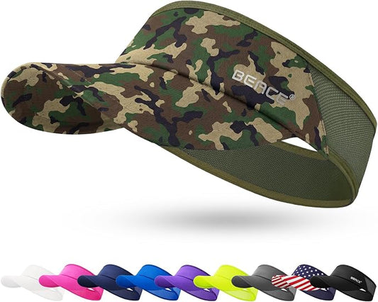 BEACE Sun Visor Hat Women Men-Sports Lightweight Wicking Stretchy Sunvisor Cap for Golf Tennis Running Pickleball Beach