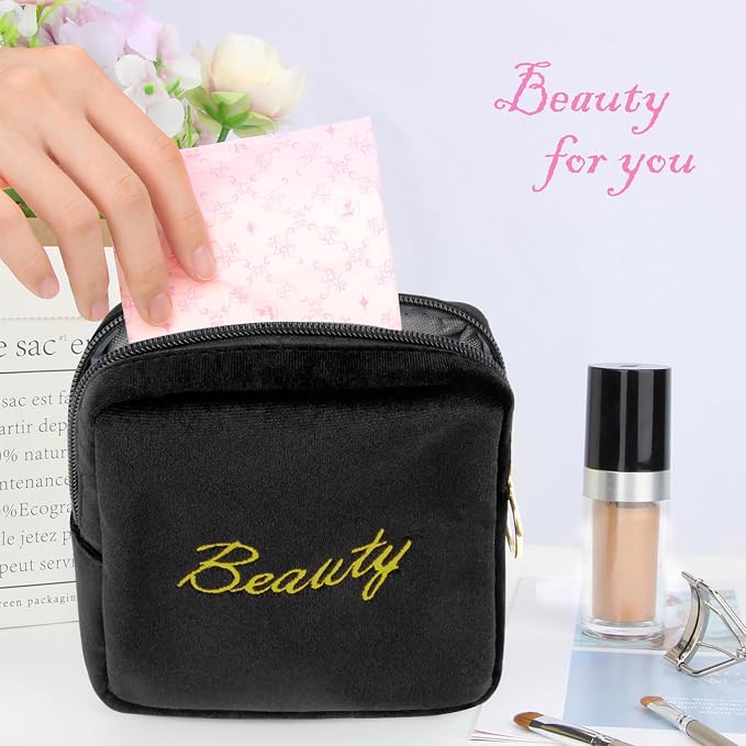 Flannel Sanitary Napkin Storage Bags Menstrual Cup Pouch Portable Zipper Nursing Pad Holder Tampons Collect Bags Feminine Menstruation First Period Kit Bag for Women Red