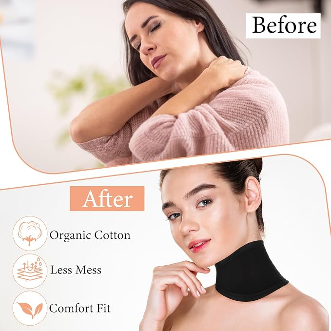 ElevateTech Castor Oil Pack for Thyroid Neck, 3 Pcs Reusable Organic Castor Oil Neck Wrap Compress Packs Comfort Flannel for Women Men Necks Care, Anti Oils Leak, Oils Not Included (White, Khaki,Black