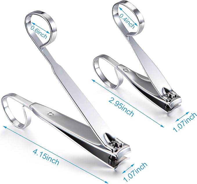 Mudder 4 Pack EZ Grip Nail Clipper Set Sharp Stainless Steel Fingernail and Toenail Clipper Cutters Trimmer Long Handle Travel Nail Kit for Men Women(Easy Grip Style)