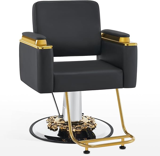 BarberPub Luxurious Salon Chair, Height Adjustable Black Salon Beauty Spa Styling Equipment, 440lbs Hydraulic Pump for Hair Stylist, Barber Shops&Beauty Salons 8633 (Black)